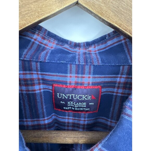Untuckit Mens Plaid Button-Down Long Sleeve Casual Fit Shirt Size XXL - Picture 4 of 9